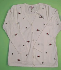 Quacker Factory Womens Cardigan Sweater Sz XS 100% Cotton Ivory Layered Look