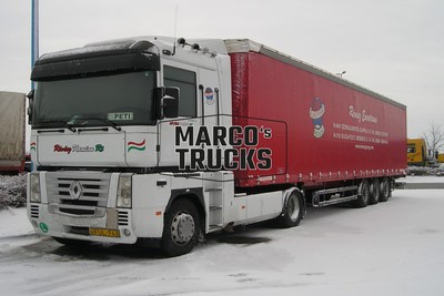 Truck photo Renault AE Tarpaulin trailer Hungary white Rábaköz Kamion Kft #d1zw