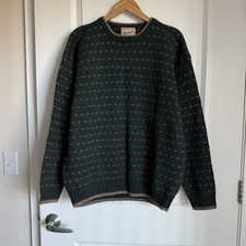 Woolrich Men's Crewneck Wool Blend Birdseye Sweater SZ L Grandpa Core Y2K