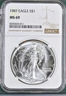 1987 Bullion Silver Eagles NGC MS-69