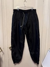 Vintage 90s Marlboro Black Nylon Red Fleece Lined Pants Medium