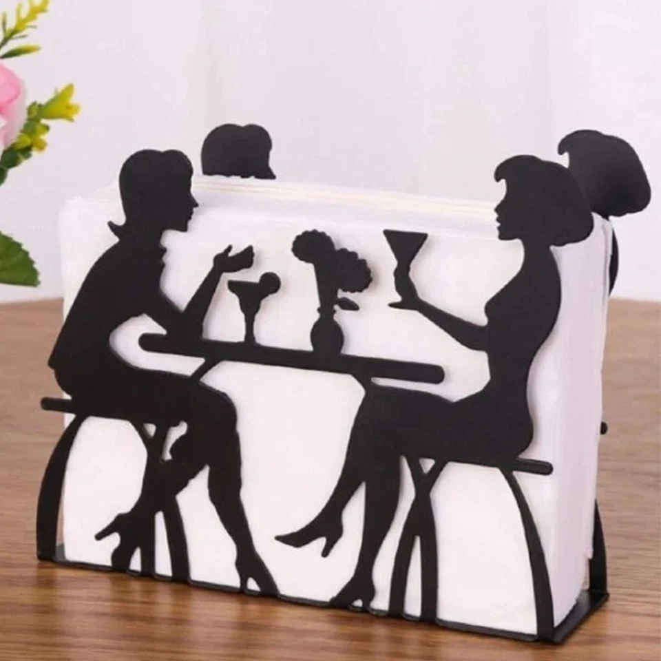 Dispenser porta tovaglioli in ferro umano in metallo decorazione tavolo cucin... - Immagine 4 di 4