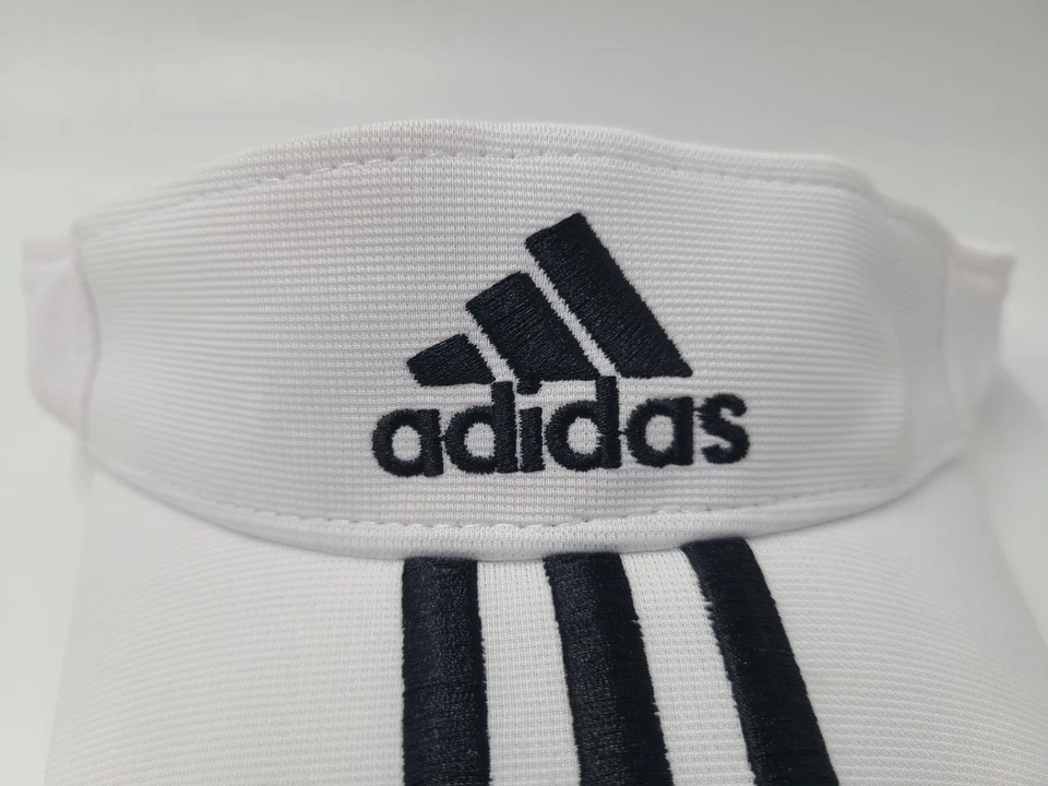Adidas Sol Golf Visera Ajustable Gorra Poliéster Rayas Hombres Mujeres Blanco Negro Foto 4 de 4