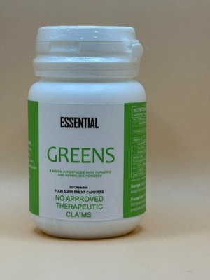 Sealed Bottle of MCC PRIME  ESSENTIAL GREENS , All Natural, 30 Capsules
