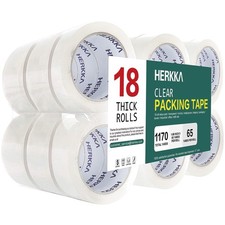 18-Pack 1.88 Inch Wide Clear Packing Tape, 65 Yards Per Roll