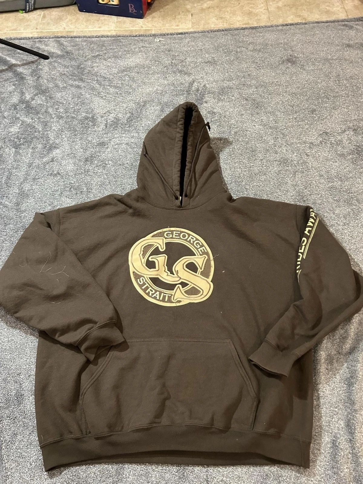 George Strait Hoodie Mens 2XL Brown Cowboy Rides Away Gildan Fleece Sweatshirt