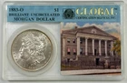 1883-O Morgan Silver Dollar - BU Brilliant Uncirculated - Global Vintage Holder