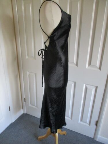 Asos Design -Black, Satin, Lace Tie, Open Back Long Dress - UK12/EU40 - Picture 4 of 9