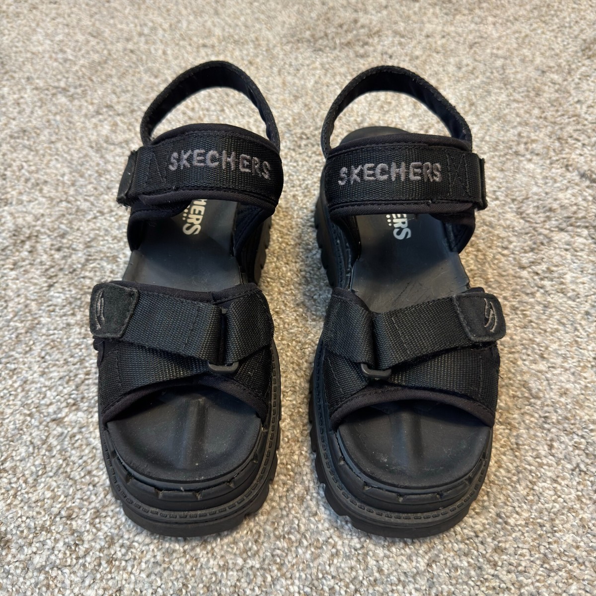 Y2K Vintage Skechers Chunky Platform Black Fisherman Sandals Size11 SN6720 Skechers Women main image 2