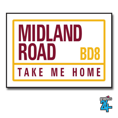 Midland Rd Street Sign Midland Road Bradford Football Street Sign A4 Metal Plaque Decor ...