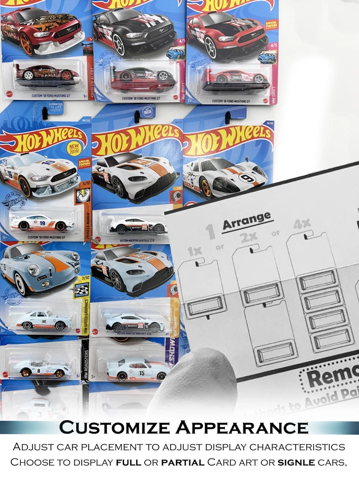Hotwheels Display | Sistema de almacenamiento de gancho de pared fundido a presión: suspensión segura para la pared 20 = 80 autos Foto 3 de 4