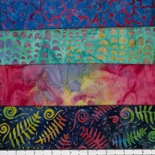 Lot of 4 1 Yard Cuts 100 Cotton Quilting Batik Fabric Bright Rainbow 397A