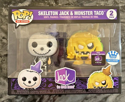 Funko POP Jack In The Box Skeleton Jack And Monster Taco 2-pack SE NEW