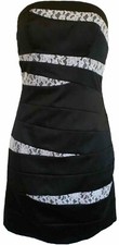 Juniors Small black satin dress strapless short formal homecoming mini padded