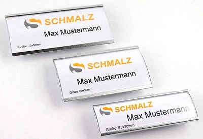 MARKENLOS 3 x Modisches Namensschild aus eloxiertem Aluminium mit Magnet