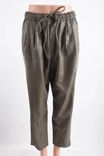 Zara Womens Faux Leather The Weekend Pants S Brown Green 4369/265 NWOT