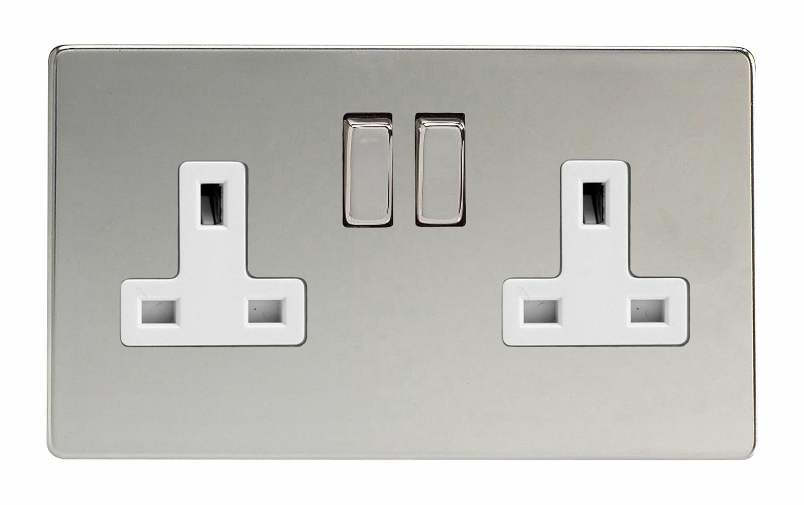 Varilight XDC5WS Screwless Polished Chrome 2 Gang Double 13A Plug Socket