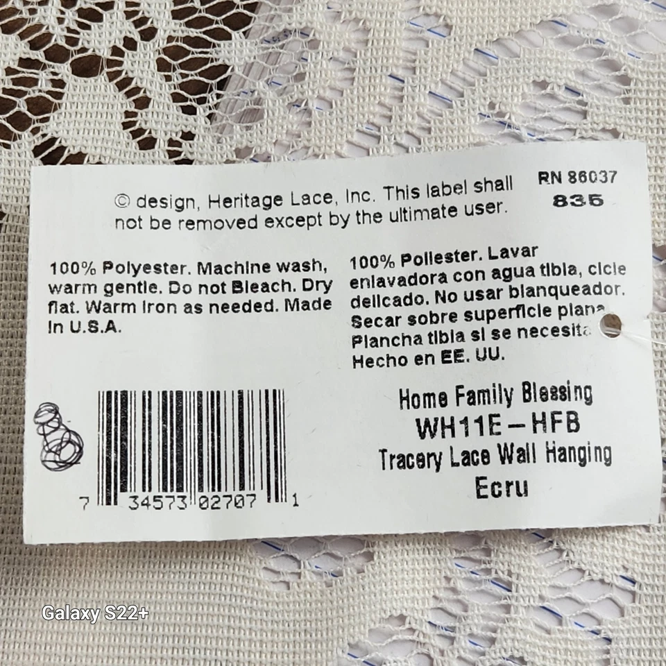 Tapestry Home Family Blessing Wall Decor Ecru USA 25"x12" Heritage 蕾丝 — 第 3/4 张图片