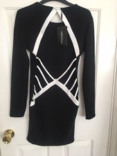 BNWT Pretty Little Thing black bodycon cut out detail dress size 10