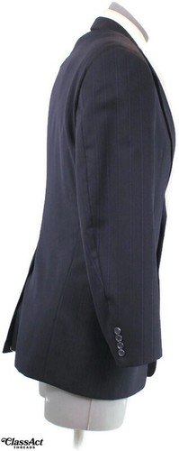 Hickey Freeman Men’s Wool 2 Piece Suit Blue Striped 39R Pleated Fronts 34" Waist - Picture 7 of 10