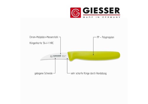 Giesser Messer SP 6cm gebogen limette Kneipchen Obst Gemüse Schäl Tourniermesser - Bild 2 von 6