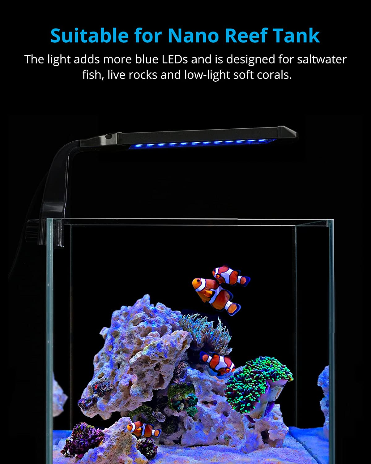 Marine Clip on Aquarium Light Saltwater Fish Tank Light for Coral Reef