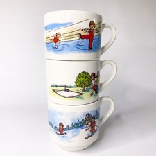 Campbell Soup Kids Mug Cup 1980’s Skiing Ice Skating Picnic Summer Winter Spring
