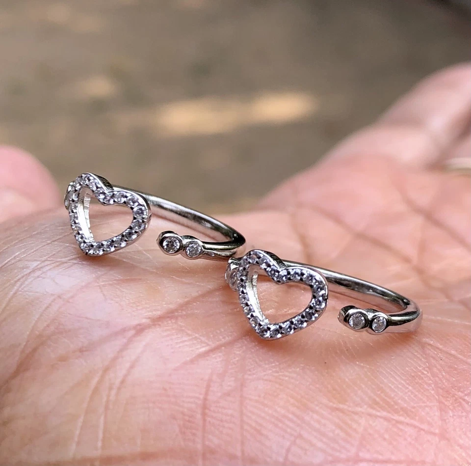 2 Stück 925 Sterling Silber + cz Zehenringe verstellbar, hochglanzpoliert, ve... - Bild 3 von 4