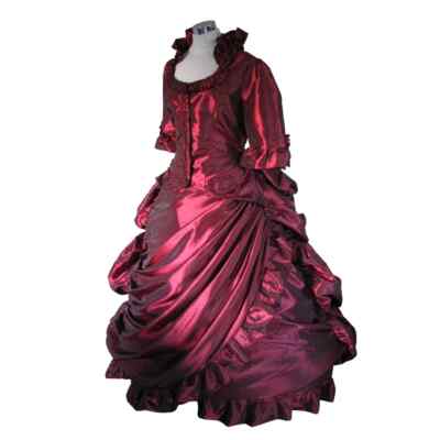 2024 Red Bustle Ball Gown Victorian Gothic Evening Dress Women Vintage