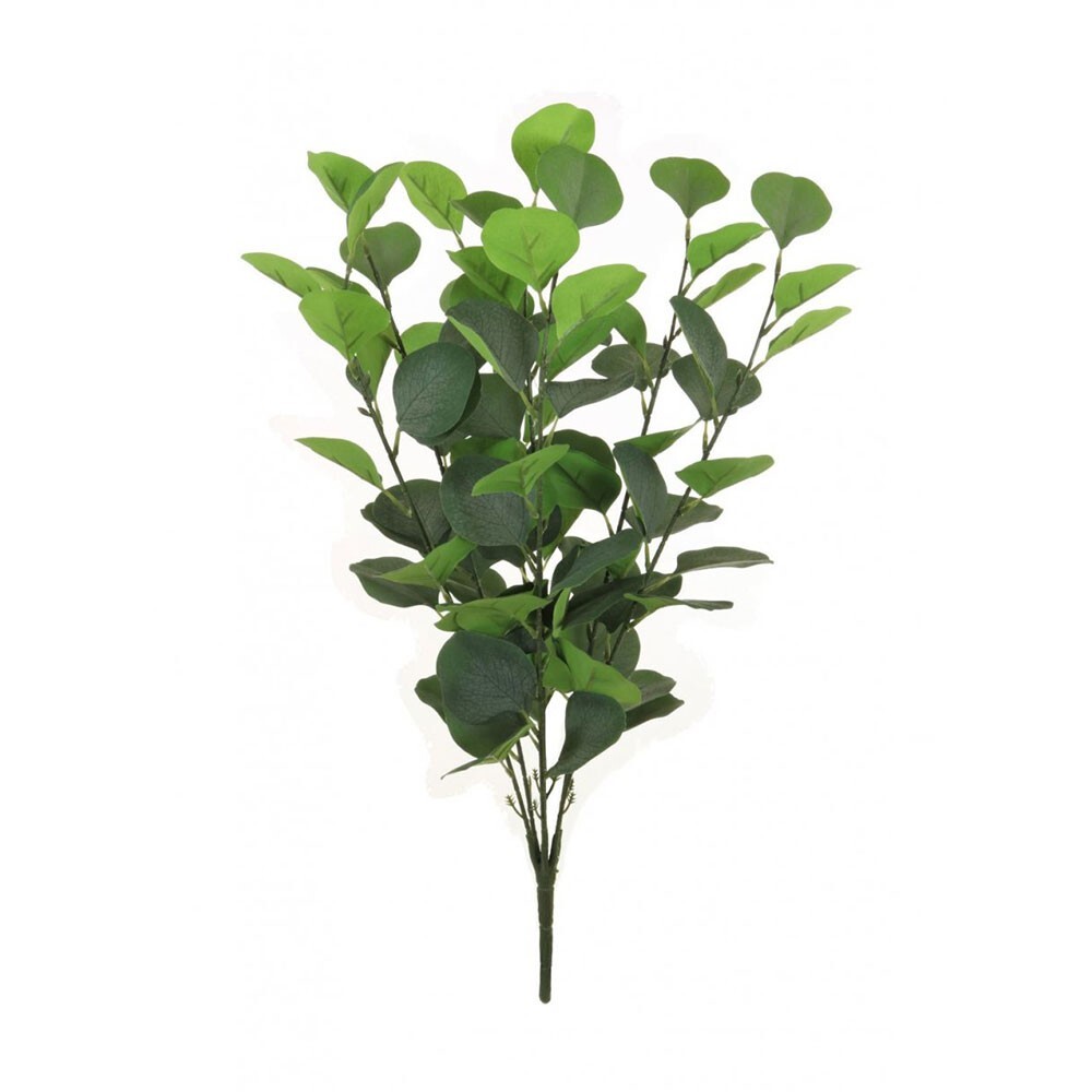 Faux Silk Silver Dollar Eucalyptus Bush 54cm/21 Inches Tall Green