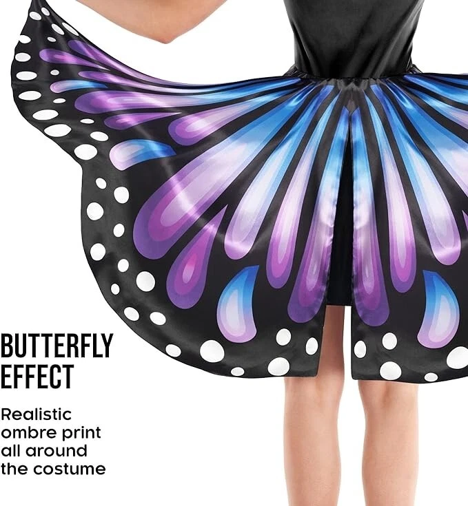 Women`s Butterfly Wing Costume + Headband Adult Nymph Halloween Dress XS - 3XL - Image 4 of 4