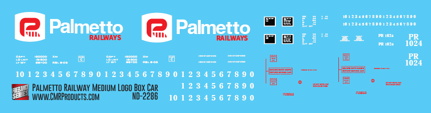 N Scale - Palmetto Railway Medium Logo Box Car Decals