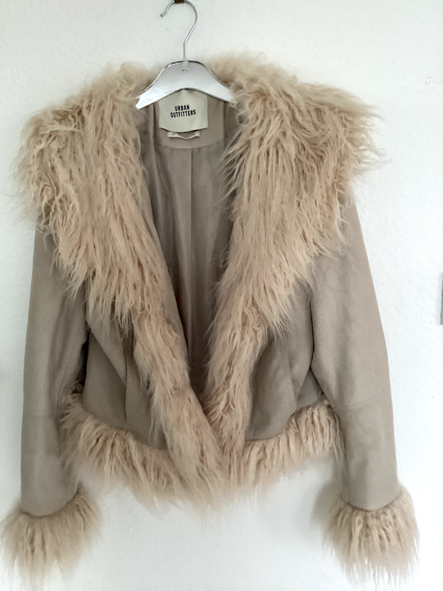 Urban Afghan Penny Lane Faux Suede Fur Trim Jacket