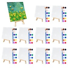 10 Set Mini Acrylic Paint Kit, 5.9In Canvas Boards for Painting with 6.5" Eas...