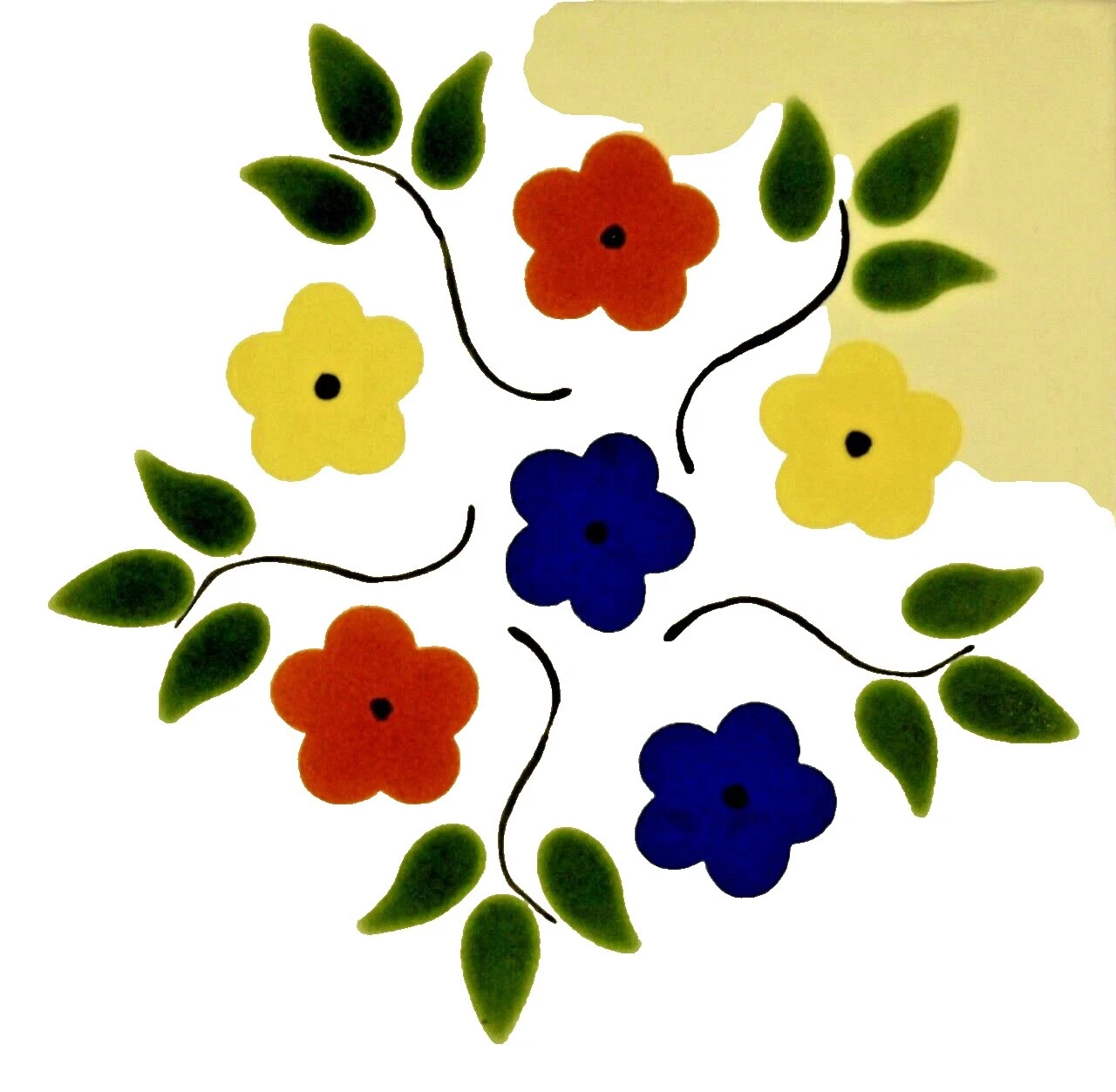 País Piso Multicolor Floral y azulejos de la pared