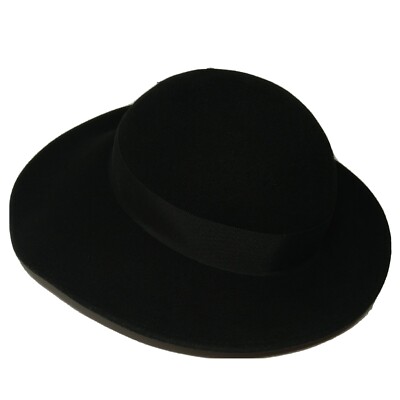 VTG USA LIZ CLAIBORNE derby HAT 100% wool black felt 20-1/8  display picture 2