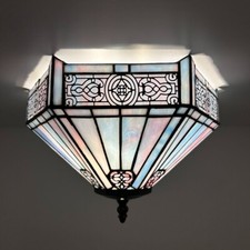 Tiffany Style Ceiling Lights Stained Glass Hexagon LED Bulbs Include 8"H12"W12"D