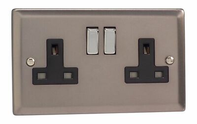Varilight XR5DB Classic Pewter 2 Gang Doppel 13A geschaltete Steckdose