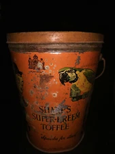 Vintage Tin Litho Box Sharp Super Kreem Toffee Edward Sharp & Son England 1940