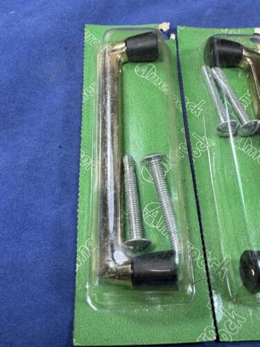 2 NOS C.1957 Mid Century Amerock PULLS, placa de latón pulido, ¡paquete original! - Imagen 2 de 5