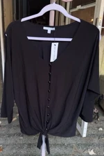 Womens Black Large Notations Blouse