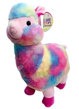 Kellytoy Tie Dye Pastel Alpaca Llama 16" Plush Pink Blue Yellow Orig Tag 2018