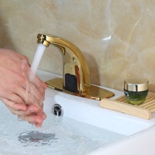 Bathroom Gold Automatic Electronic Sensor Touchless Faucet Hands Free Mixer Tap