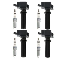 Bosch 4 Ignition Coil NGK 4 Ruthenium HX High Spark Plug Kit For Edge MKZ L4