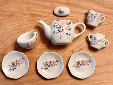Pretty Port Ltd Porcelain Miniature Tea Set for Kids 1990s VTG - Missing Pieces