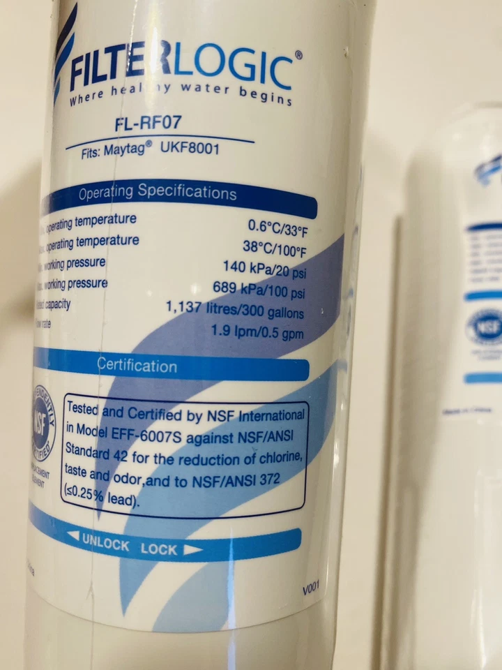 Filterlogic FL-RF07 fits maytag ukf8001 Refrigerator filter water 2-lot sealed - Image 3 of 4