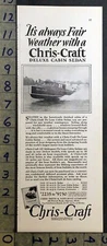 1928 CHRIS CRAFT SMITH MOTORBOAT CABIN CRUISER SEDAN MARINE ALGONAC AD FDA198