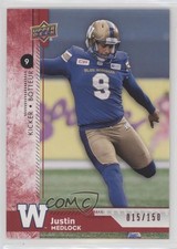 2018 Upper Deck CFL Red 15/150 Justin Medlock #93 0b5