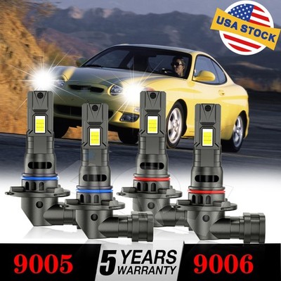9005 9006 Combo LED Headlight Hi-Low Beam Cool White For Hyundai Tiburon 97-1999