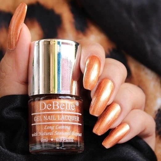 DeBelle Gel Nail Polish Rustique Copper (Rose Gold Copper), 8 ml - Enriched with